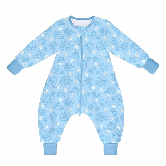 Toddler Sleep Sacks,Winter Long Sleeve Sleeping Sack 2.5Tog, Toddler Sleep Sack with Feet, Baby Sleep Bag Winter, Wearable Blanket with Legs for Early Walkers(Blue Ocean,3T-5T)
