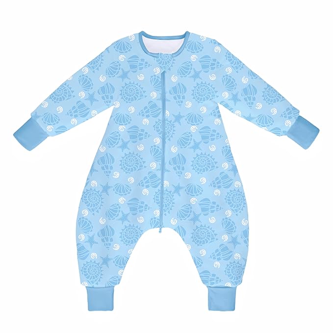 Toddler Sleep Sacks,Winter Long Sleeve Sleeping Sack 2.5Tog, Toddler Sleep Sack with Feet, Baby Sleep Bag Winter, Wearable Blanket with Legs for Early Walkers(Blue Ocean,2T-3T)