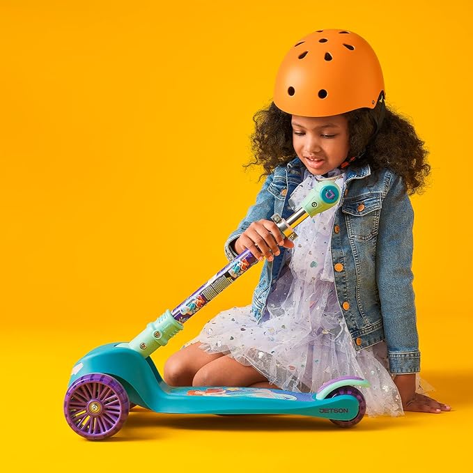 Jetson Character Kids Kick Scooter, LED Lights on Stem & Light-Up Wheels, Lightweight Frame, Height-Adjustable Handlebar, Lean-to-Steer System, Easy-Fold Mechanism