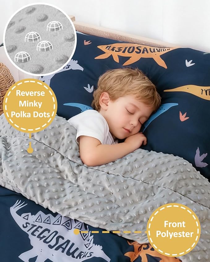 TinyPalsa Dinosaur Toddler Bedding Set, 4-Piece Comforter Set for Girls and Boys, Breathable Crib Bedding Includes Ultra-Soft Plush Minky Comforter, Flat and Fitted Sheets, and Reversible Pillowcase