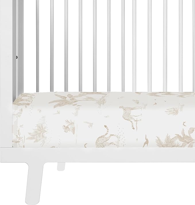 Makemake Organics GOTS Certified Organic Cotton Fitted Crib Sheet Soft Breathable (28"x52", Safari)