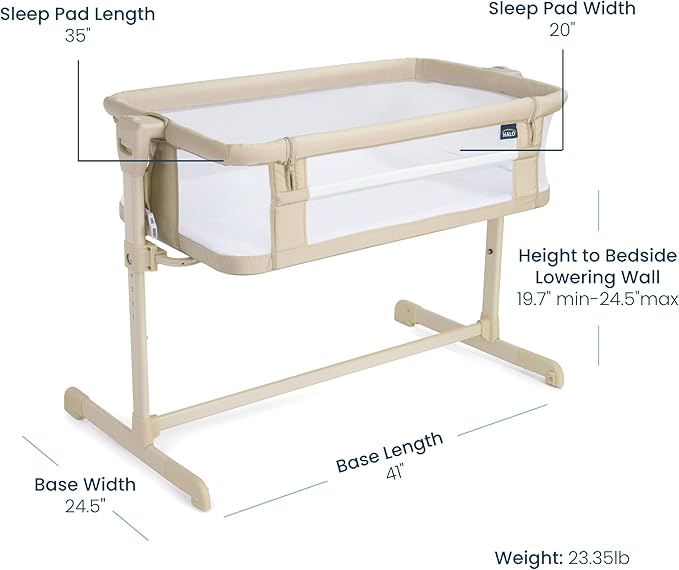 HALO® BassiNest® Bedside Sleeper – Breathable Baby Bassinet Slides Over Bed with Mesh Walls for Airflow & Visibility, Lowering Wall for Easy Access, Portable & Lightweight, Fits Most Beds