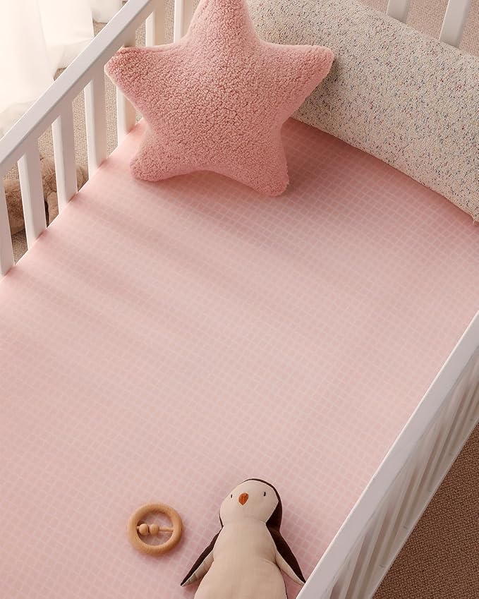Yoofoss Pack and Play Sheets Girl 2 Pack, 38x26 Mini Crib Sheets Fitted for Baby Compatible with Graco Pack n Play Mattress,Ultra Soft Breathable Microfiber Pink Floral