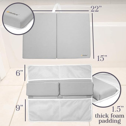 Bath Kneeler, Baby Bath Kneeler and Elbow Rest Pad Set, Kneeling Pad for Bathing Baby, Knee Pads for Bathing Babies (Gray, X-Large (22 Inches × 15 Inches))