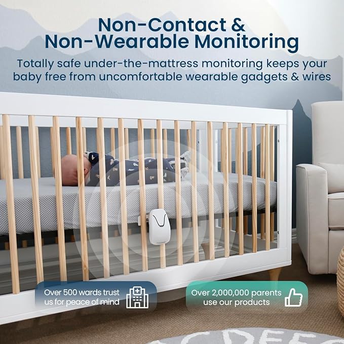 Babysense 7 Baby Sleep Breathing Movement Monitor for Newborn and Infants, No WiFi, Non Wearable, Non Contact Monitor with 2 Under-Mattress Sensors for Full Crib Coverage, FSA Baby Monitor