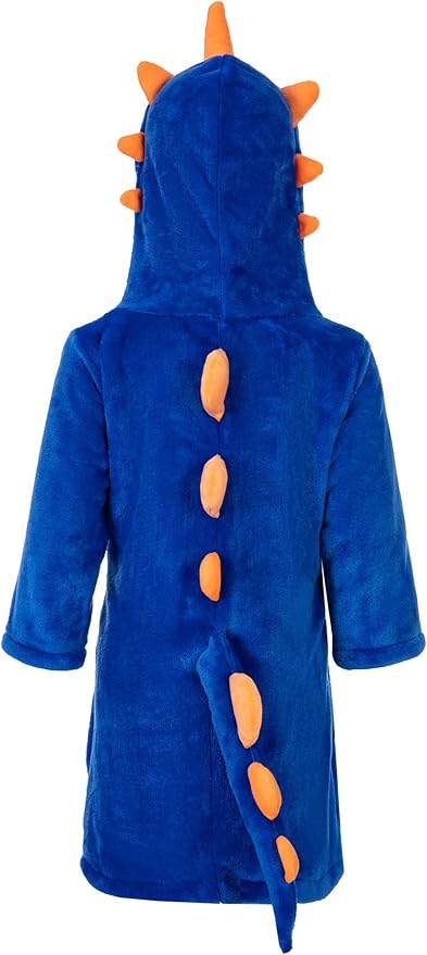Dinosaur Boys Girls Fleece Hooded Robe Kids Toddler Warm Fuzzy Cartoon Dino Bathrobe