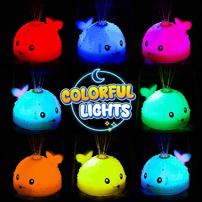 Original Magnetic Charging Whale Bath Toy, Light Up Baby Bath Toys for Kids Ages 1-3, Infant Baby Toy Bathtub Water Toy Sprinkler 1 2 3 Year Boys Girls Gifts Christmas Stocking Stuffers 6-12-18 Months