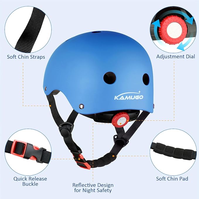 KAMUGO Kids Adjustable Helmet, Suitable for Toddler Kids Ages 2-14 Boys Girls, Multi-Sport Safety Cycling Skating Scooter Helmet
