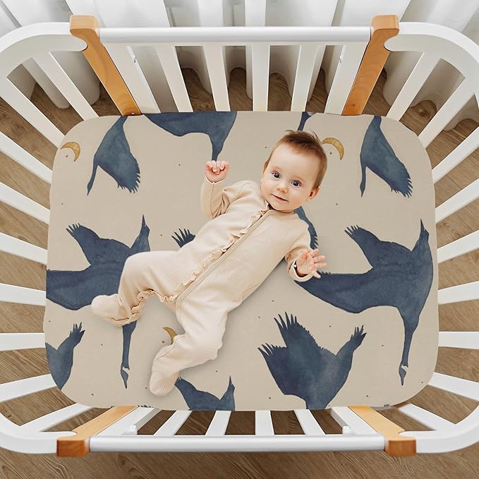 Fitted Crib Sheets for Baby Boys or Girls Soft Breathable Baby Play Yard Sheet for Standard Size Crib Mattress 52x28in A Flock of Geese
