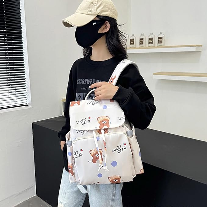 Multi Compartment Diaper Bag with Stylish Print Design Waterproof Oxford Fabric Backpack for Moms Travel Outdoor
