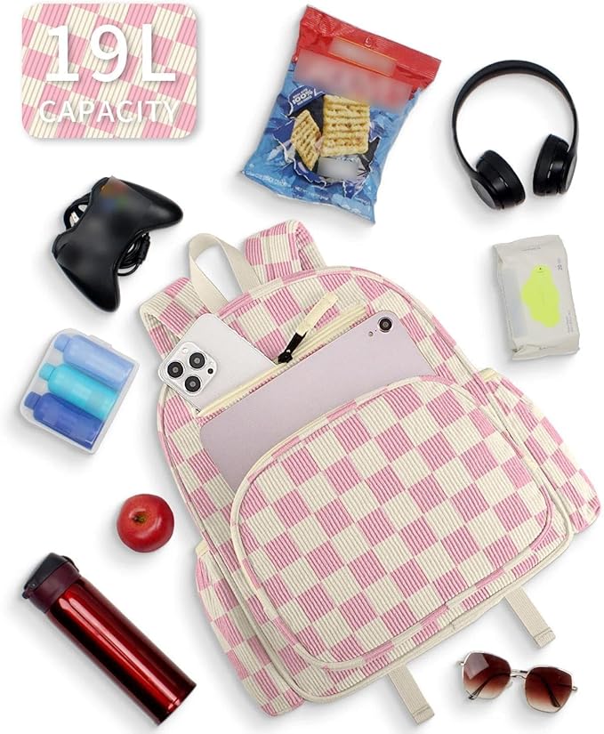 atgark Corduroy Kids Backpack for Girls, Girls Backpack 5-9, Kindergarten Elementary School Bookbag for Girl 15.3" H Fit Folder