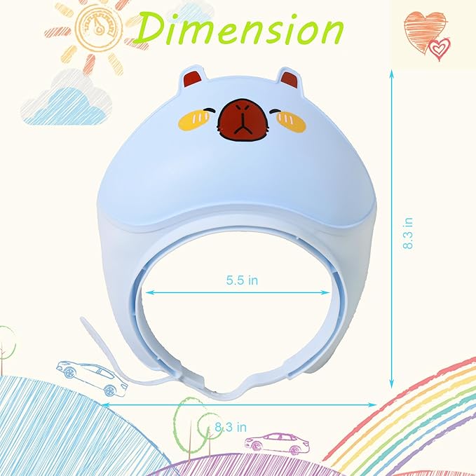 Baby Shower Cap - Waterproof Bath Visor for Toddlers 1-3 Years, Extra Soft Silicone Hair Washing Hat for Kids, Keep Water Out of Eyes (Blue)