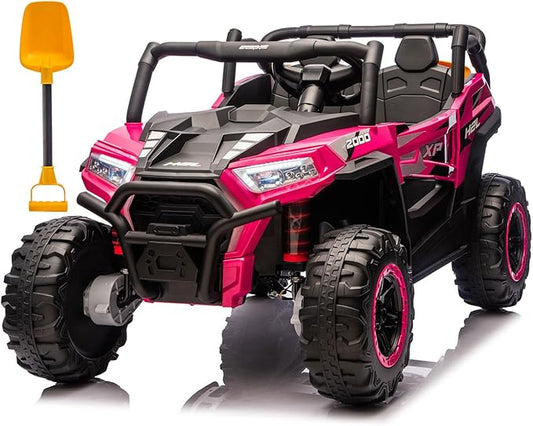 24V Car for Kids, 4WD Ride on Electric Cars, 4x4 Battery Powered Electric UTV for Boys Girls, 3 Speeds Off Road Truck with Bluetooth (Pink)