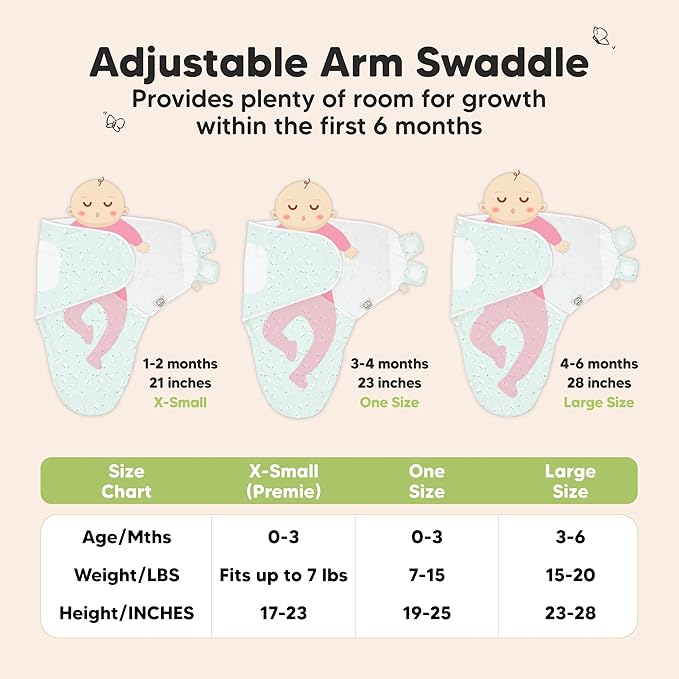KeaBabies 3-Pack Organic Baby Swaddle Sleep Sacks - Swaddles for Newborns, Infant 0-3 Months, Baby Girls, Boys, Soft & Snug Newborn Sleep Sack, Nursery Swaddling Blankets (Garden)