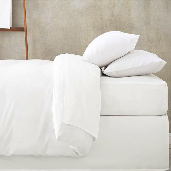 MakeMake Organics Organic Queen Fitted Sheet Set GOTS Certified Organic Cotton Fitted Sheet with 2 Pillowcase Ultra Soft Non Toxic Breathable Hypoallergenic Colorful Neutral (Queen, Solid Ivory)