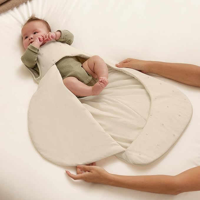 Snuz Baby Sleep Sack with Diaper Zip - Baby Sleeping Bag for Easy Diaper Changes, Super Soft Cotton Sleep Sacks in Summer or Winter Tog with Perfect Fit Poppers, Cashmere/Cross, 2.5 Tog 0-6M