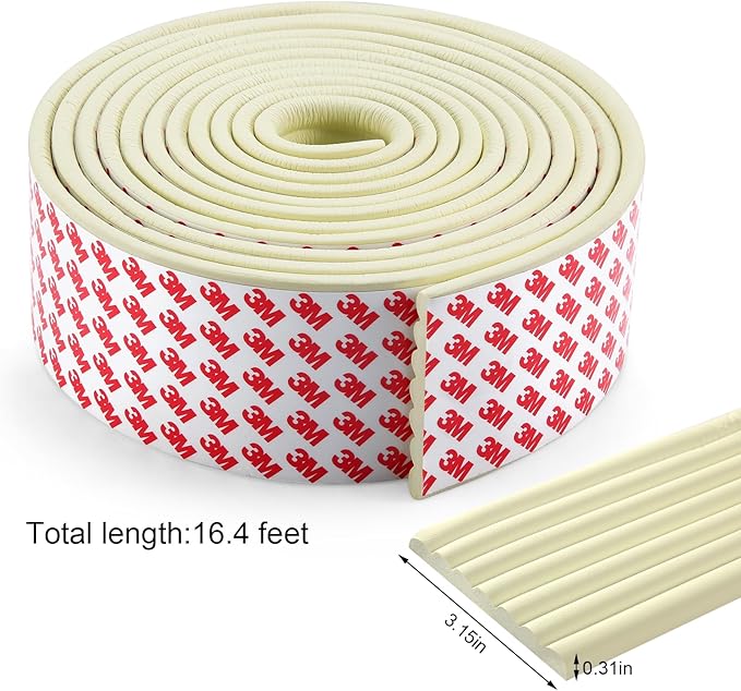 Upgrade Baby Proofing Edge Corner Protector,16.4ft Edge Guards Padding with 3M Adhesive, Extra-Wide Soft Rubber Foam Padding, Furniture, Sharp Edge Safety Corner Edge Bumper Guard-Cream