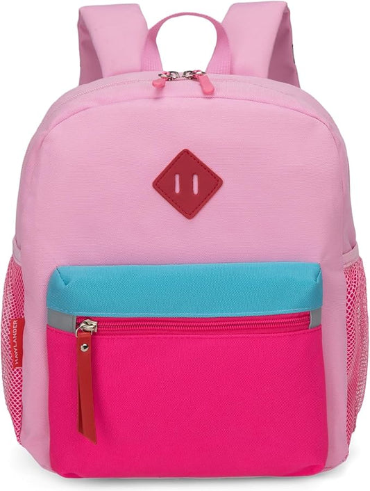 HawLander Little Kids Backpack for Boys or Girls, Toddler School Bag Fits 3 to 6 years old, Pink, 12 Inch