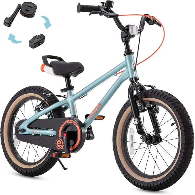 RoyalBaby EZ Kids Bike, Lightweight Aluminum 2-in-1 Balance to Pedal Bike for Beginners Easy Learn Biking, Boys Girls