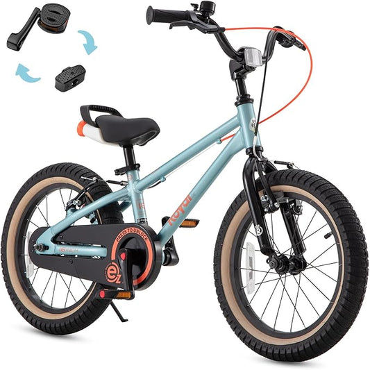 RoyalBaby EZ Kids Bike, Lightweight Aluminum 2-in-1 Balance to Pedal Bike for Beginners Easy Learn Biking, Boys Girls