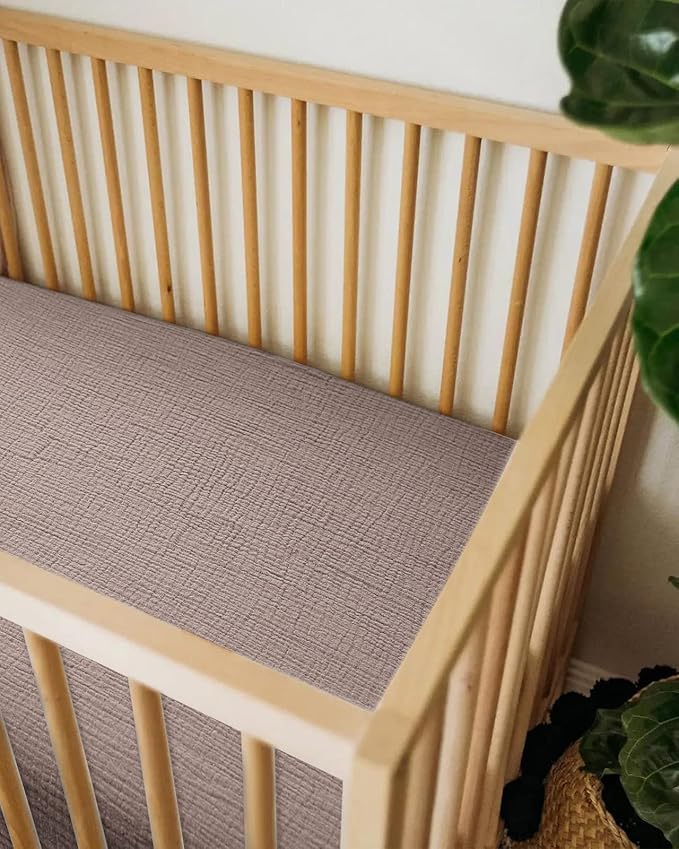 Crib Sheets for Boys Girl, Fitted Baby Toddler Bed Sheets 28" x 52", Neutral Muslin Cotton Crib Mattress Bedding Soft and Breathable Comfort (Vintage Taupe)