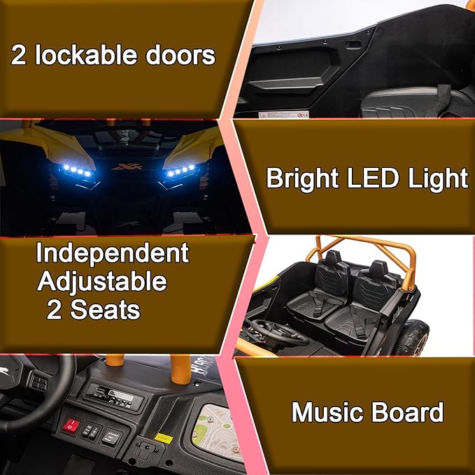 24V 4WD Kids Electric Car XXXL, 2-Seater Licensed Arctic Cat Kids Ride on UTV with Parent Remote Control, Bluetooth Music, LED Lights for Boys & Girls