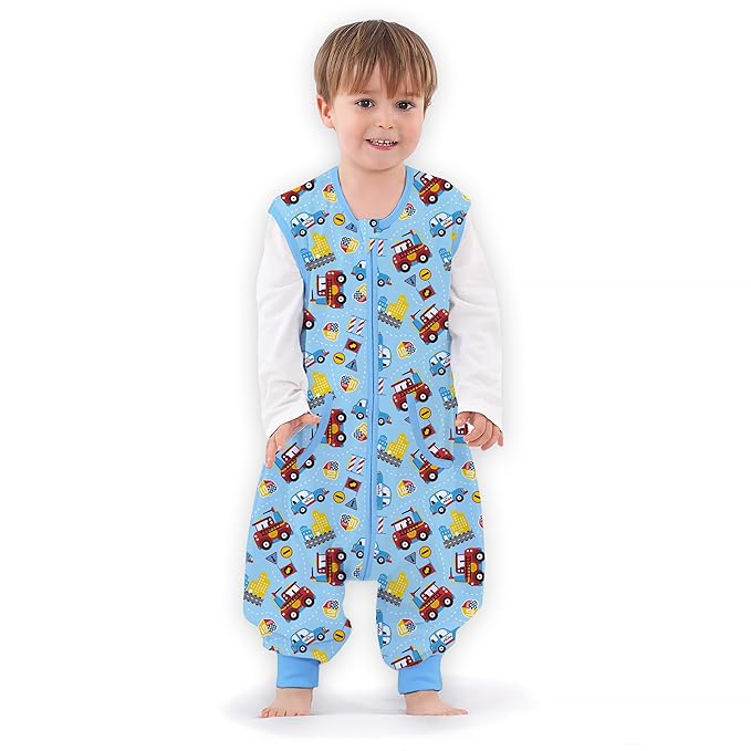 Toddler Sleeping Sack, Toddler Sleep Sack with Feet, Walker Wearable Blanket, Sleep Sack with Legs,0.5Tog（Red Car 9M-2T）