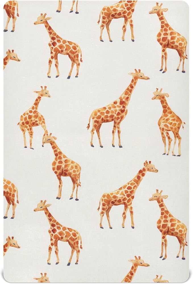 Africa Giraffe Animal Crib Sheets Soft Breathable Fitted Baby Crib Sheets Mattress Cover for Girls Boys, 52" x 28" x 9"