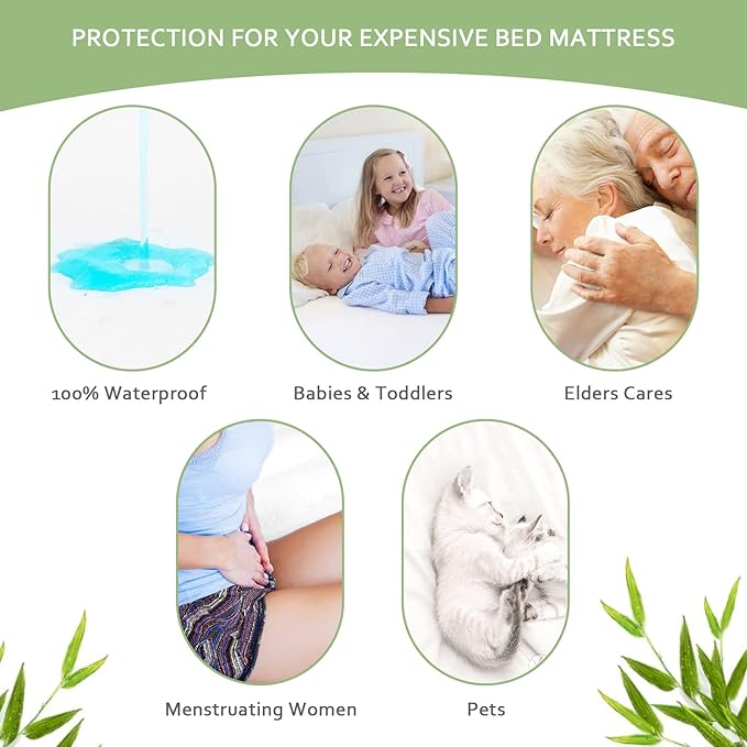 Full Size Mattress Protector, Skin Friendly and Breathable Mattress Cover, Viscose Jersey Double Bed Size Mattress Pad with 14" Deep Pocket,2 Pack