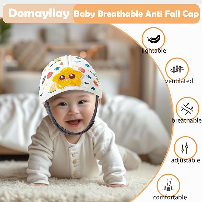 Baby Helmet for Crawing Walking,Soft Infant Safety Helmet,Baby Helmet 1-2 Years for Anti-Fall Head Protector,Adjustable, Breathable