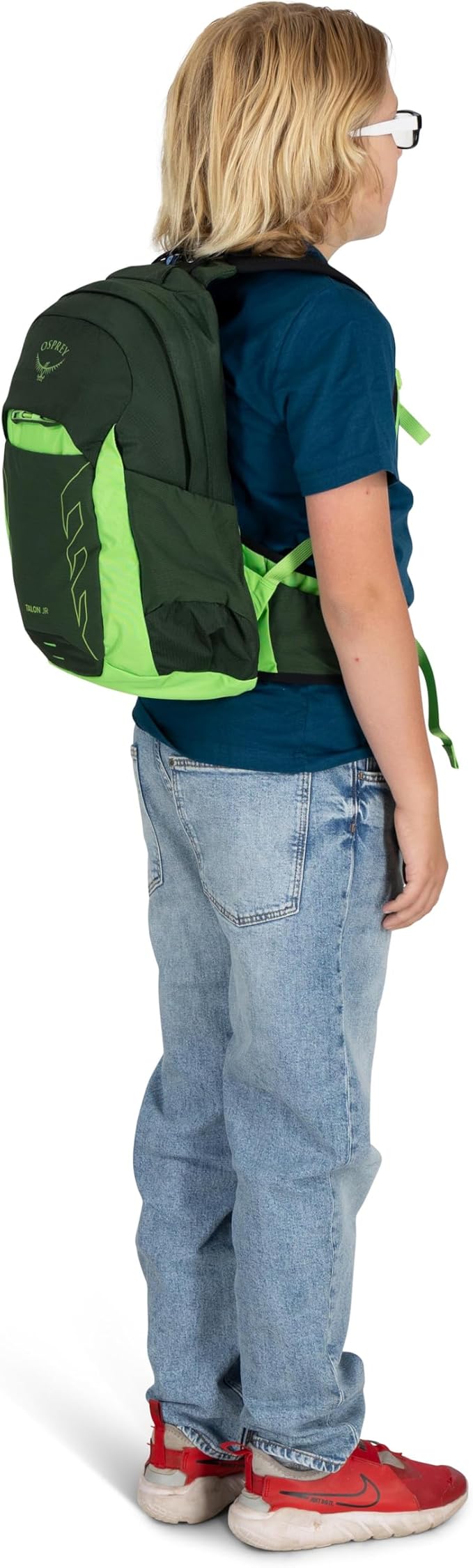 Osprey Talon Jr Boy's Lightweight Hiking Backpack - Kids Adventure Backpack for Travel & Camping, Green Canopy