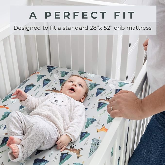 Pobi Baby - 2-Pack Fitted Crib Sheets for Boys, Girl - Baby Crib Sheet Neutral - Crib Mattress Sheet - Ultra-Soft Cotton Crib Sheets, Toddler Bed Sheets (Magical)