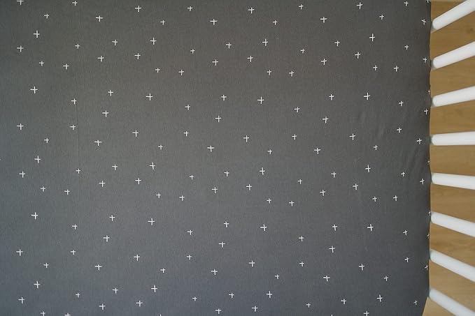 Ecolino Fitted Crib Sheet, 100% Organic Cotton Baby Crib Sheets for Boys and Girls. Fits Standard Crib and Toddler Mattresses, Soft and Breathable in Slate Twinkle