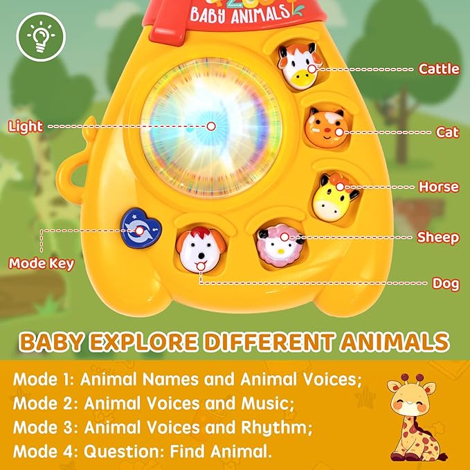 Marstone Toys for 1 2 Year Old Boy and Girl Birthday Gift: Baby Musical Guitar Piano Toys 12-18 Month with Animal Sound and Light, 1st First Learning Educational Gift for Toddlers