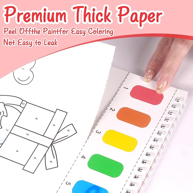 Paint with Water Coloring Books for Toddlers, Watercolor Painting Book and Drawing Art Paper for Kids Ages 3 4 5 6 7 8 Years Old, Happy Birthday Art Craft for Drawing with Brush