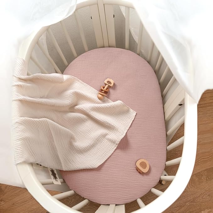 lulumoon Baby Muslin Bassinet Sheets: Snuggly Soft Cotton Sheets for Boys and Girls - Fitted foror Chicco Lullago Anywhere & Baby Bjorn Cradle & Bassinet