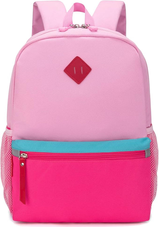 HawLander Little Kids Backpack for Boys or Girls, Toddler School Bag Fits 3 to 6 years old, Pink, 15 Inch