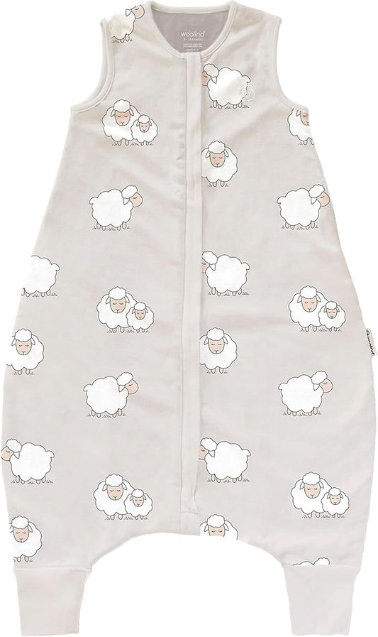 Woolino 4 Season Baby Sleep Bag with Feet Opening, Australian Merino Wool and Organic Cotton, Toddler Sleeping Bag, 6-18mo, Sheep