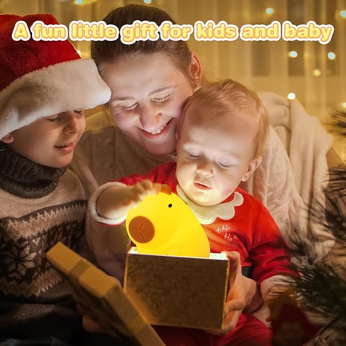 loatme Night Light for Kids, Rechargeable Dimmable Silicone LED Nightlight with 7 Colors, Baby Nursery Night Lamp, Touch Squishy Lamp, Cute Gifts for Girls, Boys, Toddler Room Decor, Capybara