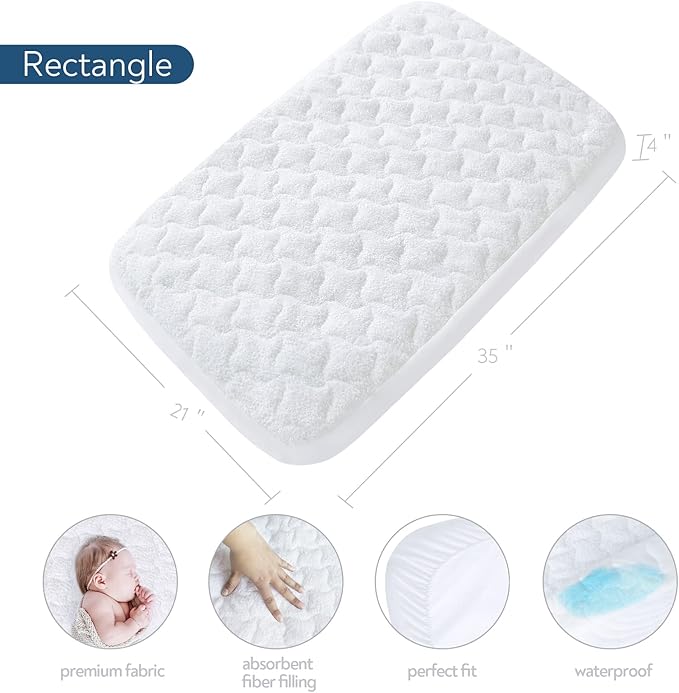 Bassinet Mattress Pad Cover 20" x 28"-Fit for Graco Travel Lite Crib/Sense2Snooze, Guava Lotus, Maxi-COSI Swift Lightweight, Waterproof Quilted Bassinet Mattress Protector