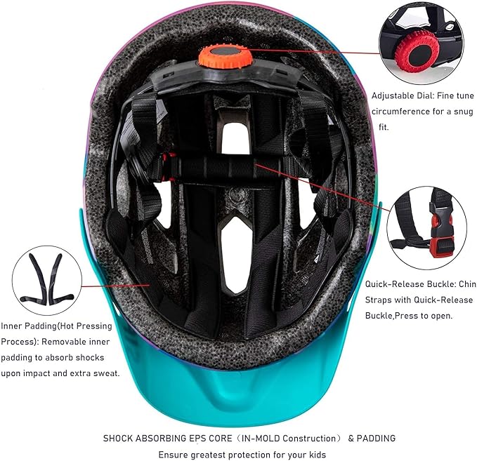 Kids Helmet, SIFVO Kids Bike Helmet Boys and Girls Bike Helmet with Cool Visor Helmet for Kids 5-14, Kids Bike Helmets Youth Bike Helmet Adjustable & Lightweight 50-57cm