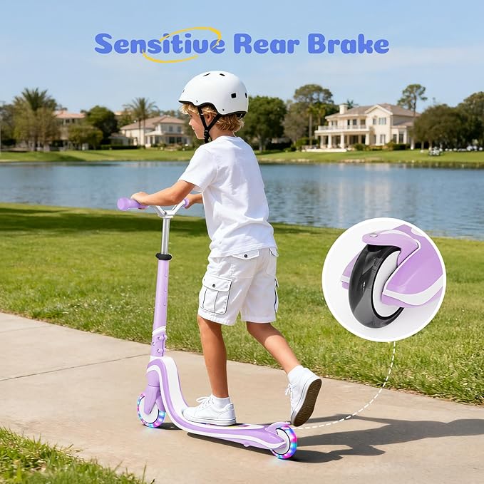 Scooter for Kids with Light-Up Wheels & Deck, Adjustable Heights 2 Wheel Kick Scooters for Kids 5-7, Toddler Scooters with 4 Lighting Mode Deck