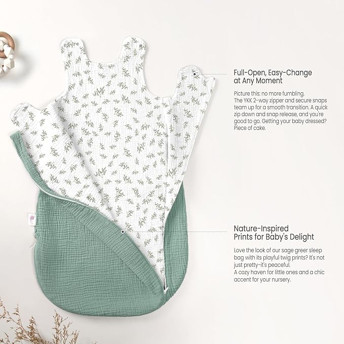 lulumoon Sleep Sack Muslin for Baby: Cotton Wearable Blanket for 9-15 Months - Soft Lightweight Ideal for Nursery Lounge Nighttime Naptime 6-12 Months
