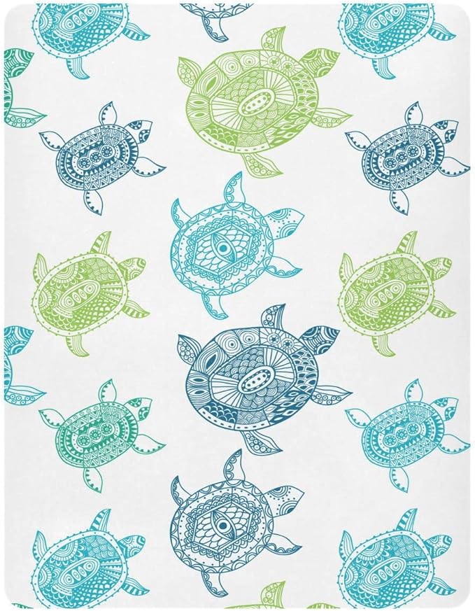 Sea Turtles Crib Sheets Breathable Soft Fitted Baby Playard Sheets Mattress Cover for Girl Boys, 39" x 27" x 5"
