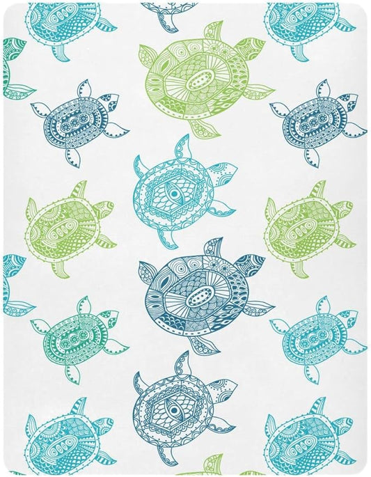 Sea Turtles Crib Sheets Breathable Soft Fitted Baby Playard Sheets Mattress Cover for Girl Boys, 39" x 27" x 5"