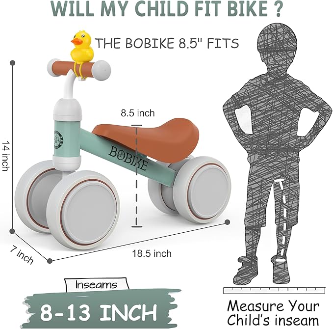 Baby Balance Bike Toys for 12-36 Months Kids Toy Boy Girls Gifts Toddler Best First Birthday Gift Children Walker No Pedal Infant 4 Wheels Bicycle (Light Green)