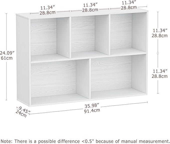 Jpiziso 5 Cube Storage Organizer, Wooden Cube Shelves with Closed Back Panel, Reversible Bookcase, Cubes Closet Organizer for Home, Living Room, Kids Room, Office, Bedroom, Study, Hallway