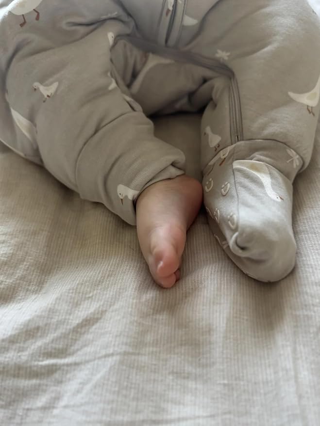 GUNAMUNA Baby Footie Sleep Bag – Walkable Wearable Blanket with DIAPER-ZiP, Convertible Foot Cuffs, Anti-Slip Grips