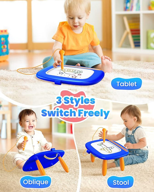 Seimome Toddlers Toys Ages 1-3, Magnetic Drawing Board, Doodle Board Pad Learning and Educational Toys for 18 Months Baby, 1-3 Yr Kids Birthday Gifts - Dark Blue