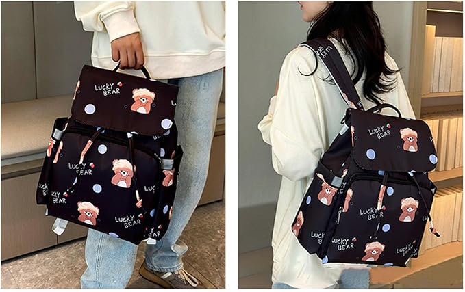Multi Compartment Diaper Bag with Stylish Print Design Waterproof Oxford Fabric Backpack for Moms Travel Outdoor